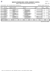 Result Sheet of Ba (3Ydc) Second Year 2020 [Mode : Odl]