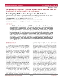 Targeting FOSB with a Cationic Antimicrobial Peptide, TP4, for Treatment of Triple-Negative Breast Cancer