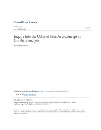 Inquiry Into the Utlity of Situs As a Concept in Conflicts Analysis Russell J