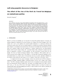 Left-Wing Populist Discourse in Belgium: the Effect of the Rise of The