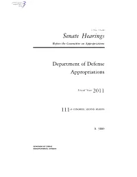 Senate Hearings Before the Committee on Appropriations