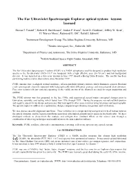 The Far Ultraviolet Spectroscopic Explorer Optical System: Lessons Learned