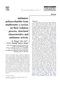 Antitumor Polysaccharides from Mushrooms: a Review on Their Isolation Process, Structural Characteristics and Antitumor Activity