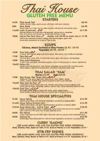 Gluten Free Menu