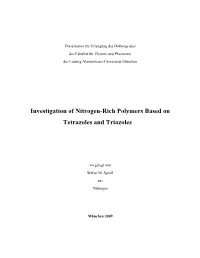 Investigation of Nitrogen-Rich Polymers Based on Tetrazoles and Triazoles