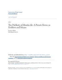 The Publicity of Monticello: a Private Home As Emblem and Means Benjamin Block Bblock@Pugetsound.Edu