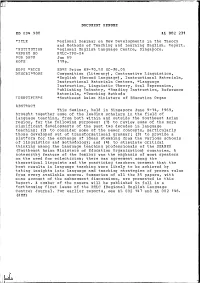 ED 034 980 INSTITUTION PUB DATE EDFS PRICE DESCRIPTORS TDENTIFIEPS DOCUMENT RESUME Pegional Seminar on New Developments in the T