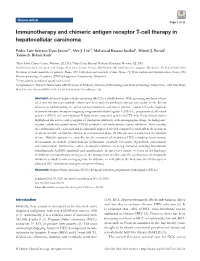 Immunotherapy and Chimeric Antigen Receptor T-Cell Therapy in Hepatocellular Carcinoma
