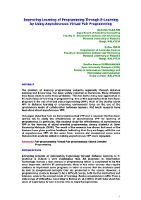Improving Learning of Programming Through E-Learning by Using Asynchronous Virtual Pair Programming