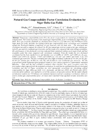 Natural Gas Compressibility Factor Correlation Evaluation for Niger Delta Gas Fields