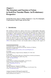 The Structure and Function of Xylem in Seed- Free Vascular Plants: an Evolutionary Perspective