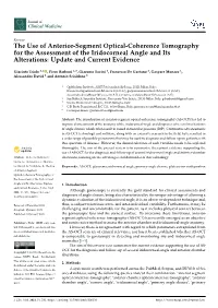 The Use of Anterior-Segment Optical-Coherence Tomography for the Assessment of the Iridocorneal Angle and Its Alterations: Update and Current Evidence