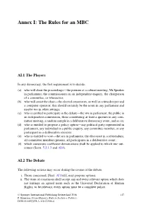 Annex I: the Rules for an MBC