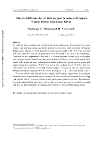Effects of Different Starter Diets on Growth Indices of Caspian Kutum, Rutilus Frisii Kutum Larvae