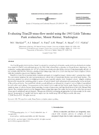 Evaluating Titan2d Mass-Flow Model Using the 1963 Little Tahoma Peak Avalanches, Mount Rainier, Washington