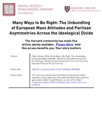 Many Ways to Be Right: the Unbundling of European Mass Attitudes and Partisan Asymmetries Across the Ideological Divide