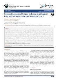 Neonatal Agenesis of Corpus Callosum in a Pregnant Lady with Multiple Endocrine Neoplasia Type I