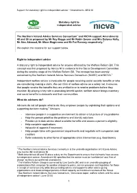 Support for Statutory Right to Independent Advice – Amendments 48 & 50