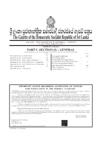 The Gazette of the Democratic Socialist Republic of Sri Lanka Wxl 2"165 – 2020 Fmnrjdß Ui 28 Jeks Isl=Rdod – 2020'02'28 No