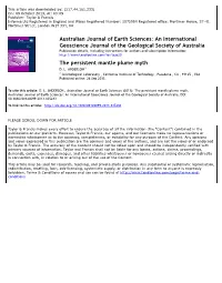 The Persistent Mantle Plume Myth D