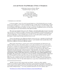 Actus and Potentia: from Philosophy of Nature to Metaphysics