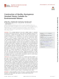 Construction of Bacillus Thuringiensis Simulant Strains Suitable for Environmental Release