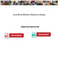 Cord Blood Bilirubin Reference Range