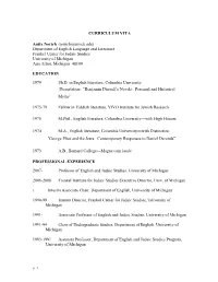 CURRICULUM VITA Anita Norich