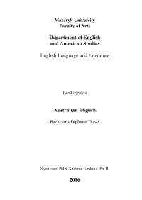 Department of English and American Studies English Language And