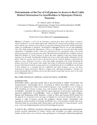 Determinants of the Use of Cell Phones in Access to Beef Cattle Market Information for Smallholders in Mpwapwa District, Tanzania