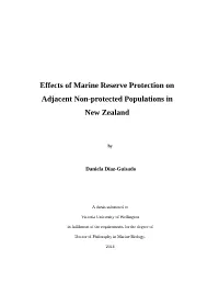 Effects of Marine Reserve Protection on Adjacent Non-Protected Populations in New Zealand