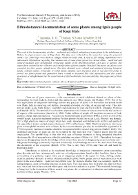 Ethnobotanical Documentation of Some Plants Among Igala People of Kogi State