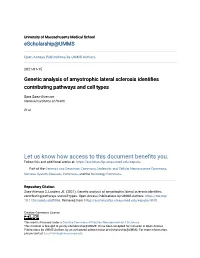 Genetic Analysis of Amyotrophic Lateral Sclerosis Identifies Contributing Pathways and Cell Types