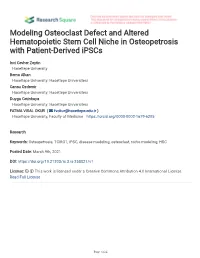 Modeling Osteoclast Defect and Altered Hematopoietic Stem Cell Niche in Osteopetrosis with Patient-Derived Ipscs