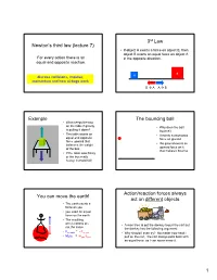 Newton's Third Law (Lecture 7) Example the Bouncing Ball You Can Move
