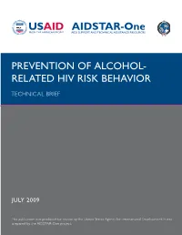 Prevention of Alcohol- Related Hiv Risk Behavior