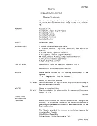Regular Council Meeting Minutes