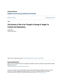 The Doctrine of Sin in the Thought of George R. Knight: Its Context and Implications