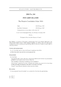 The Pitcairn Constitution Order 2010 No