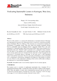 Vindicating Sustainable Leisure in Kuningan, West Java, Indonesia