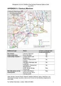 APPENDIX A: Cleobury Mortimer