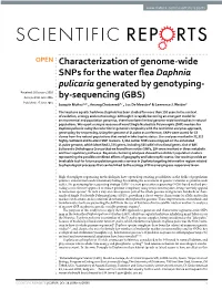 Characterization of Genome-Wide Snps for the Water Flea Daphnia Pulicaria Generated by Genotyping-By-Sequencing (GBS)