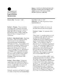 Chicago O'hare Unscheduled Arrival Reservation Program Pro…
