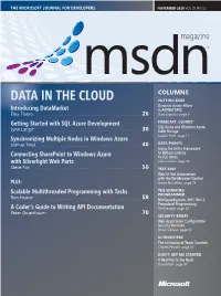DATA in the CLOUD CUTTING EDGE Dynamic Action Filters Introducing Datamarket in ASP.NET MVC Elisa Flasko