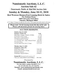 Numismatic Auctions, L.L.C. P.O