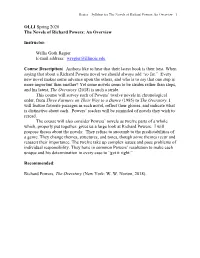 OLLI Spring 2020 the Novels of Richard Powers: an Overview