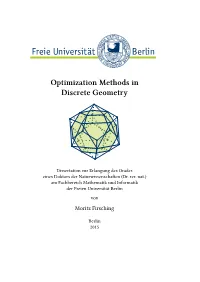 Optimization Methods in Discrete Geometry