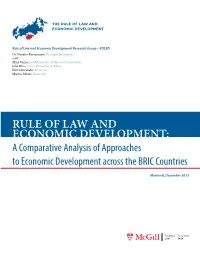 Rule of Law and Economic Development: a Comparative Analysis of Approaches to Economic Development Across the BRIC Countries