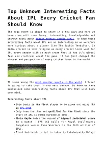 Top Unknown Interesting Facts About IPL Every Cricket Fan Should Know