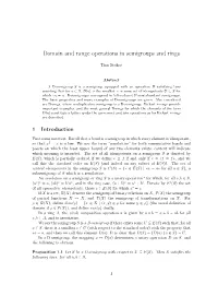 Domain and Range Operations in Semigroups and Rings
